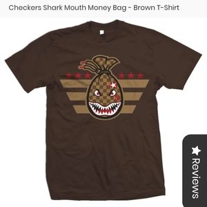 NWT Checkers Shark Mouth Money Bag Tee